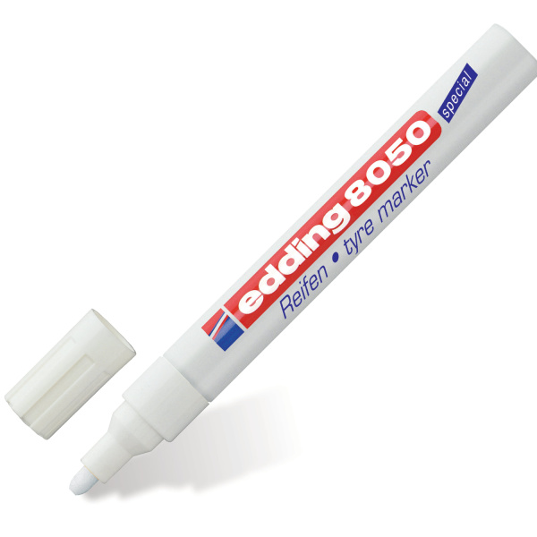 Маркер для шин и резины EDDING 2-4мм, круглый наконечник, белый, Е-8050/49