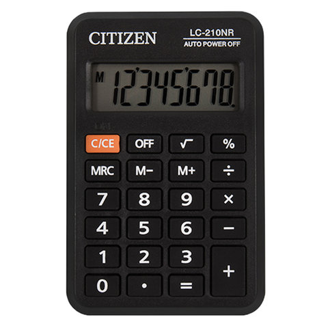 Калькулятор CITIZEN карманный LC-210N, 8 разр., пит. от батарейки, 98х62мм, оригинальный