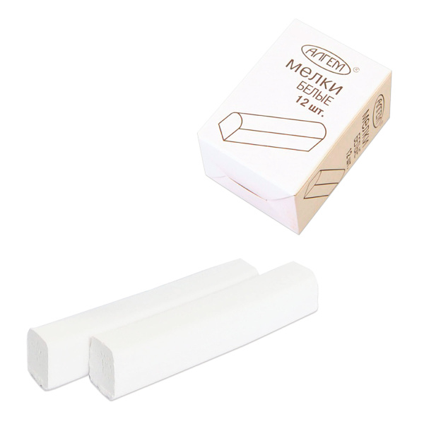 Мел белый АЛГЕМ, НАБОР  12 шт., квадратный, НМБ-12 Мел белый АЛГЕМ, НАБОР  12 шт., квадратный, НМБ-12