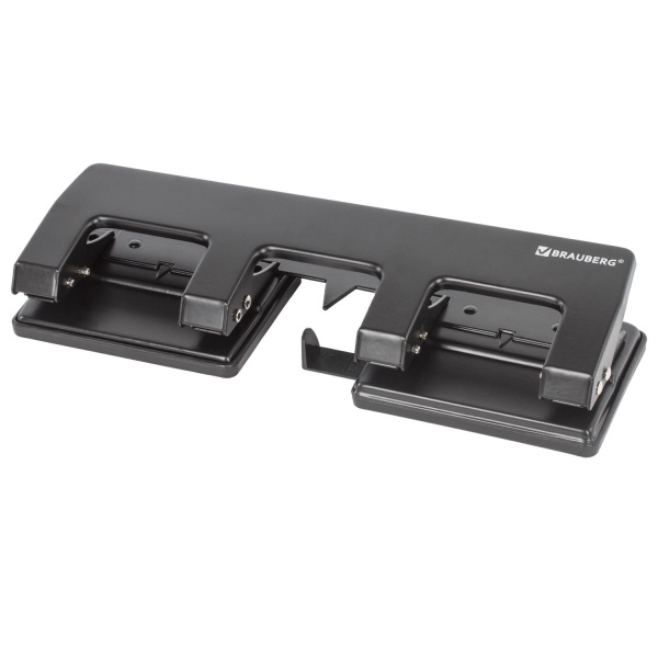 Дырокол BRAUBERG, на 4 отверстия, средний, на 15 листов, черный, 221160 