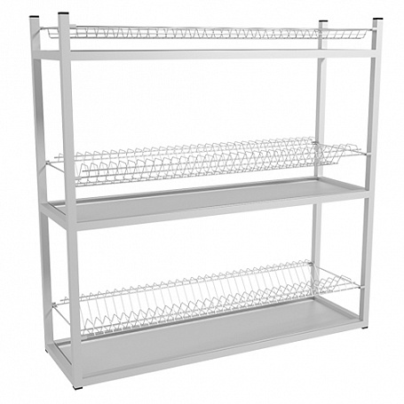 Стеллаж для тарелок и стаканов СТАНДАРТ СКТСН-21КС (сетки хром., каркас нерж.), 895х270х890мм