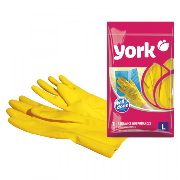 Перчатки резиновые York, суперплотные, с х/б напылением, р. L, желтые, пакет с европод. Перчатки резиновые York, суперплотные, с х/б напылением, р. L, желтые, пакет с европод.