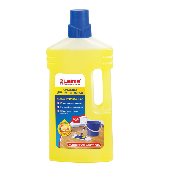 Средство для мытья пола ЛАЙМА PROFESSIONAL 1л, концентрат, "Цитрусовый микс", усиленная формула