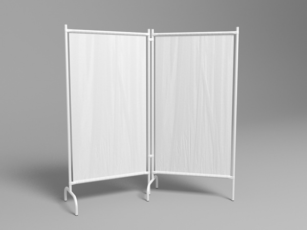 Ширма медицинская двухсекционная ШМ МСК-2302, колеса