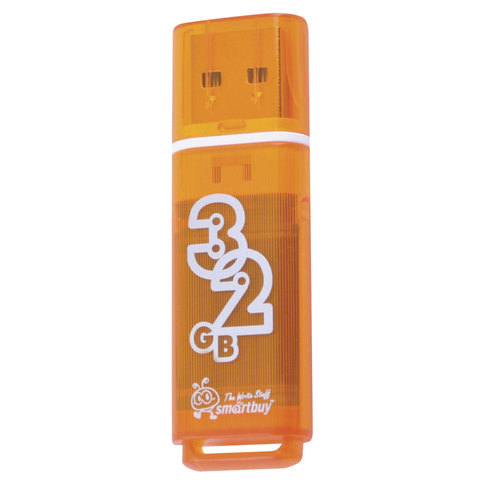 Флэш-диск 32 GB, SMARTBUY Glossy, USB 2.0, оранжевый, SB32GBGS-Or 