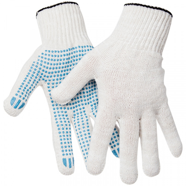 Перчатки х/б OfficeClean 10 класс, эконом, с точ. ПВХ,5 ниток, белый, 43-45г, 132текс