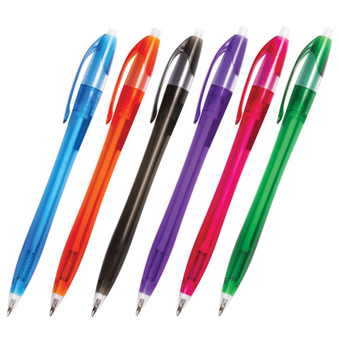 Ручка шариковая BRAUBERG автомат. "Eclipse", корп ассорти, толщ.письма0,7мм, с рез.вставк,141160,син