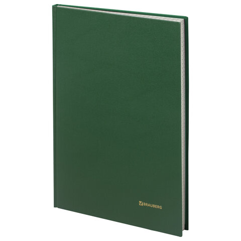 Книга учета 96 л., А4 200х290 мм BRAUBERG, клетка, твердая обложка, бумвинил, блок офсет, зеленая, 1