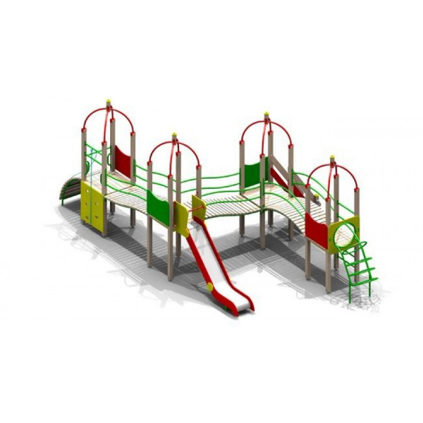 ДИК, Н г.=1,5 (нерж.) (6-12 лет) 9380х4740 мм, Н=3800 мм, Н площадок 1250 мм, 1550 мм