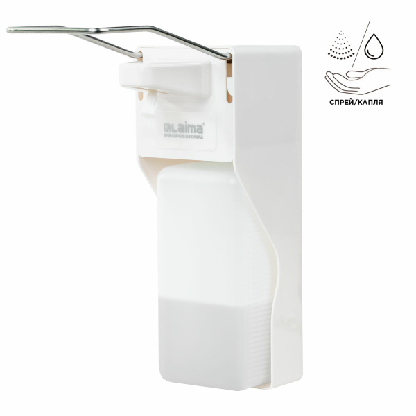 Дозатор локтевой для антисептика и мыла УНИВЕРСАЛЬНЫЙ, с еврофлаконом 1 л, LAIMA, ABS-пластик
