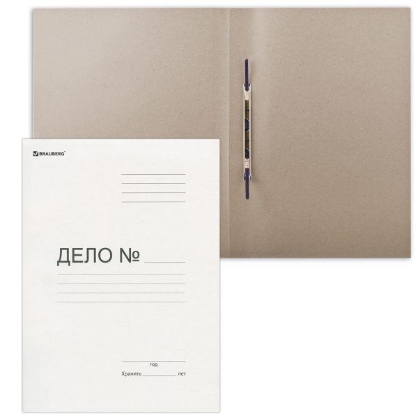 Скоросшиватель картонный BRAUBERG, гарант. пл. 400 г/м2, до 200л.