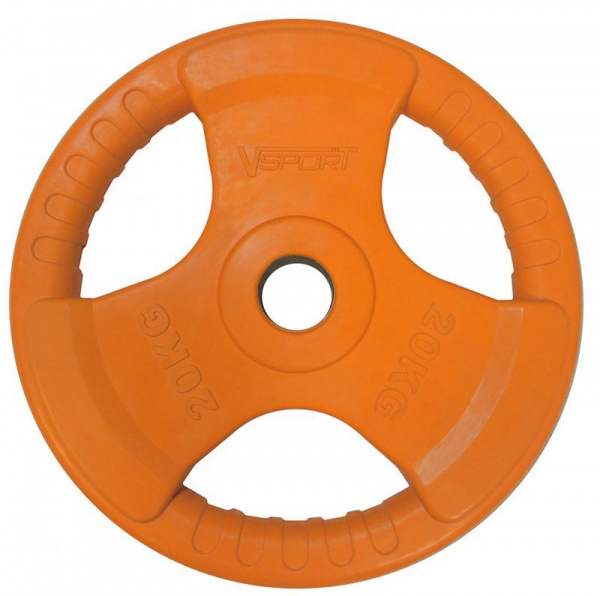 Диск «олимпийский» 20 кг обрезиненный. LC-20 цветной с ручкой