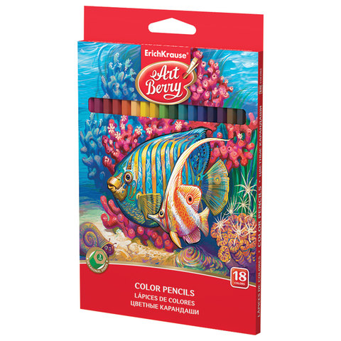 Карандаши цветные ERICH KRAUSE 18цв, карт. упак. с европодв, 32879 Карандаши цветные ERICH KRAUSE 18цв, карт. упак. с европодв, 32879