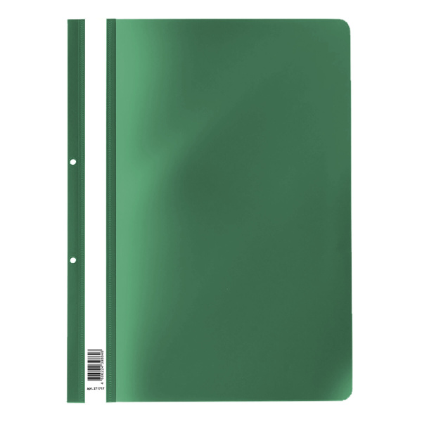 Папка-скоросшиватель пластик. с перфорацией STAFF, А4, 100/120 мкм, зеленый