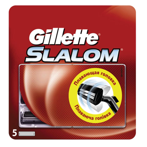 Сменные кассеты для бритья 5 шт., GILLETTE (Жиллет) "Slalom", для мужчин
