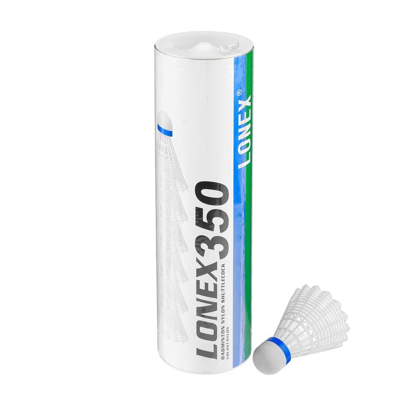 Воланы LONEX 350, нейлон, 4 г, набор 6 шт, цвет белый