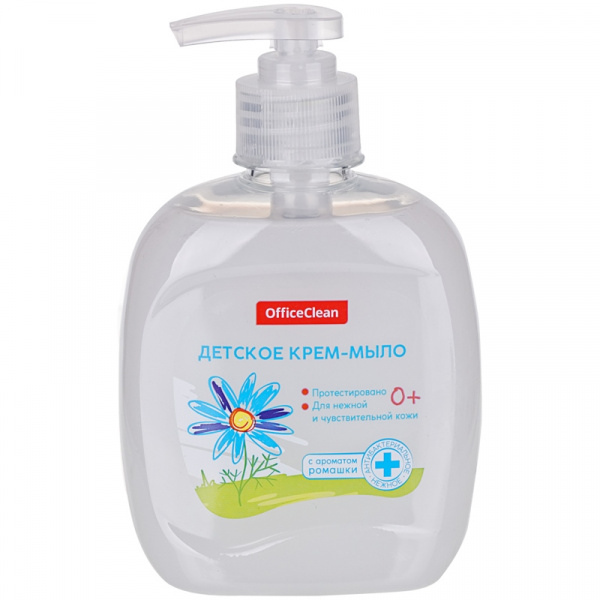 Мыло-крем жидкое ДЕТСКОЕ 300мл OfficeClean с ромашкой, антибактериальное, с дозатором