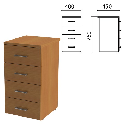 Тумба приставная "Монолит", 400х450х750 мм, цвет орех гварнери