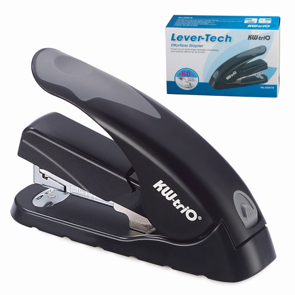 Степлер №24/6, 24/8, 26/6, 26/8 KW-trio "Soft-touch", до 40 листов, ЭНЕРГОСБЕРЕГАЮЩИЙ, черный, 5618