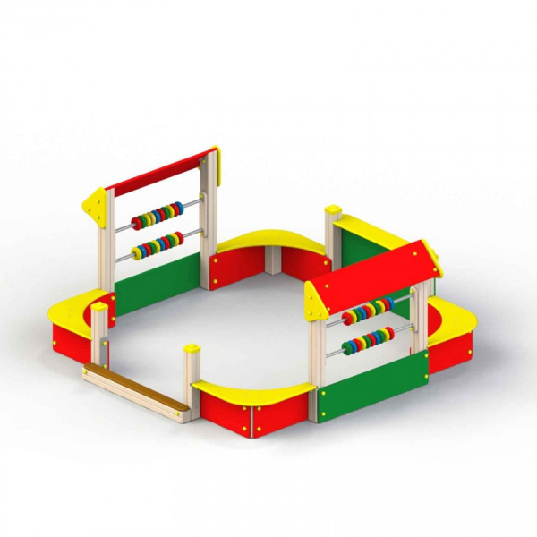 Песоч. двор. без входной арки и козырька ( от 2 лет), деревянный брус, 2920х2800 мм, Н=1230 мм