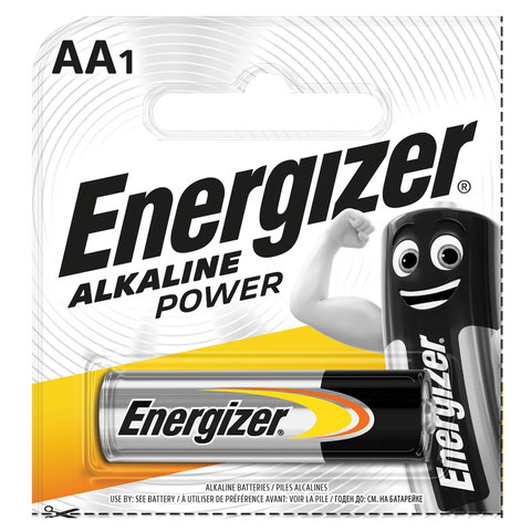 Батарейка ENERGIZER Alkaline Power, AA (LR06, 15А), алкалиновая, пальчиковая,1 шт., в блистере (отры