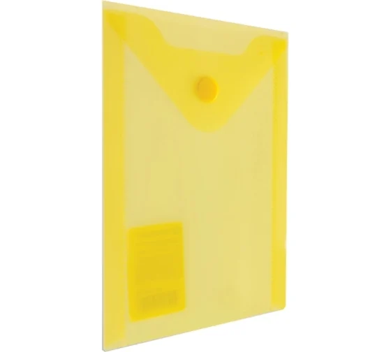 Папка-конверт с кнопкой МАЛОГО ФОРМАТА (105х148 мм), А6, желтая, 0,18 мм, BRAUBERG, 227319