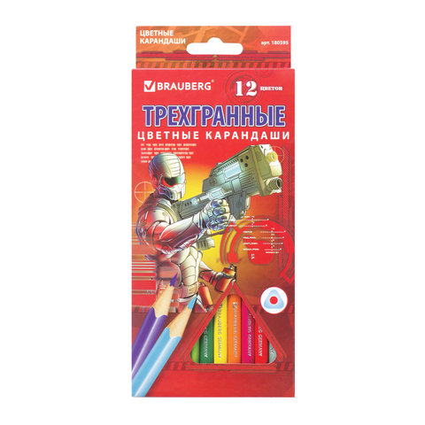 Карандаши цветные BRAUBERG "Star Patrol" (Солдаты будущего), 12 цв., трехгранные Карандаши цветные BRAUBERG "Star Patrol" (Солдаты будущего), 12 цв., трехгранные