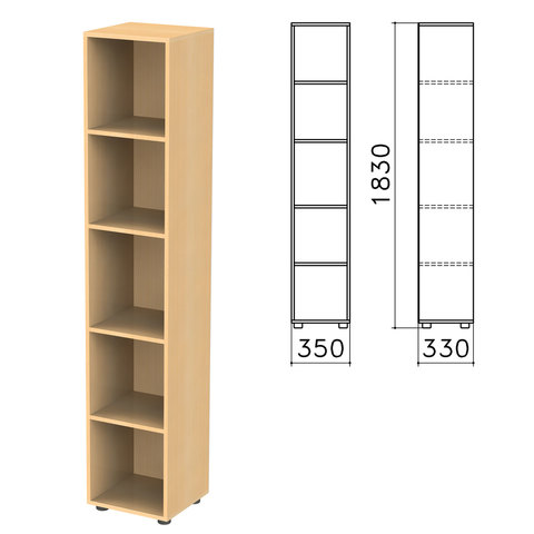 Шкаф (стеллаж) "Канц" (ш350*г330*в1830 мм), 4 полки, цвет бук