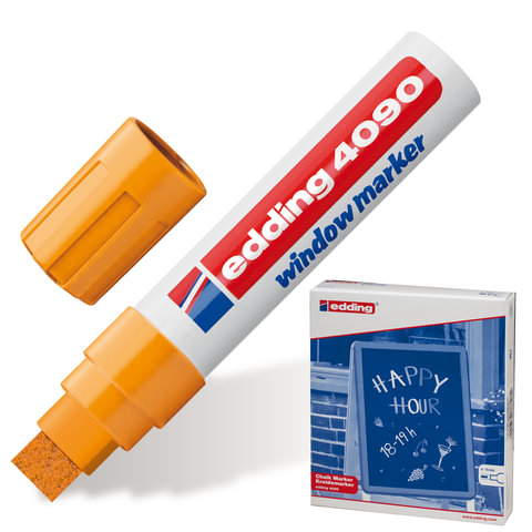 Маркер для окон и стекла EDDING 4-15мм, смываемый, на меловой основе, оранж, E-4090/66