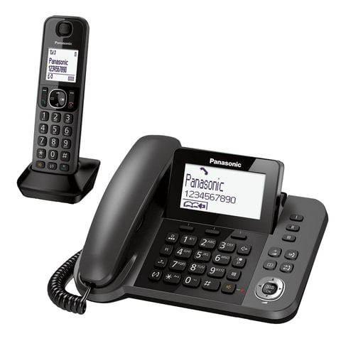 Радиотелефон PANASONIC KX-TGF310RUM + дополнительный проводной телефон, память на 100 ном, ЖК-диспл,