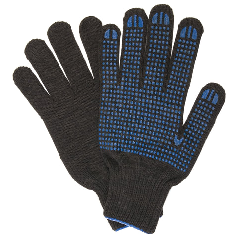 Перчатки хлопчатобумажные, 10 класс, 50-52 г, 133 текс, ПВХ-точка,  Черные