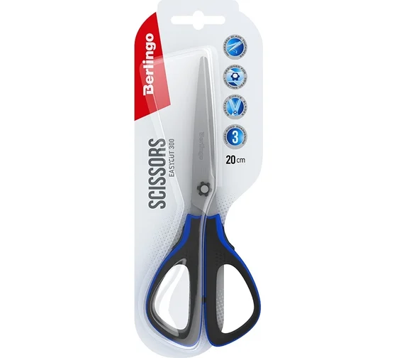 Ножницы Berlingo "Fuze" 17,7см, эргономичные ручки, ассорти, европодвес