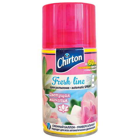 Картридж аэрозольный, 250 мл, CHIRTON "Цветущая магнолия" (тип AIRWICK, GLADE, KSITEX), сухое распыл