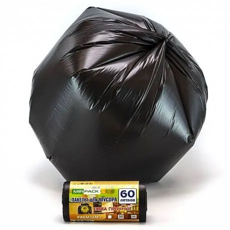Мешки д/мусора 60л "PREMIUM+" в рулоне 30шт., ПСД 20 мкм, размер 60х70 см, черные