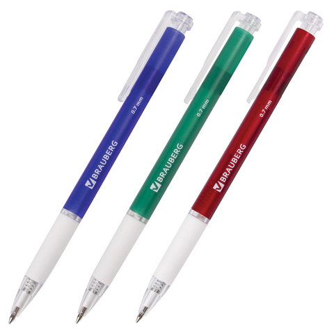 Ручка шариковая BRAUBERG автомат., цв. корп. ассорти, арт.140583, синяя