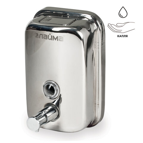 Диспенсер для жидкого мыла ЛАЙМА 0,5 л, нержавеющая сталь, зеркальный, 601795