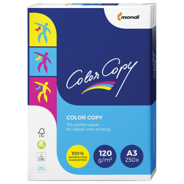 Бумага COLOR COPY, белая, А3, 120 г/м2, 250 л., для полноцветной печати, "А++", Австрия, 161% (CIE)