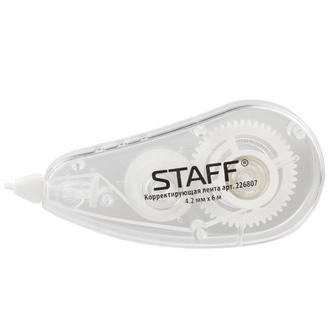 Корректирующая лента STAFF College, 5 мм х 6 м, корпус прозрачный, блистер, 226807
