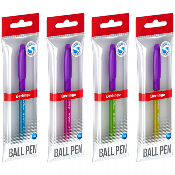 Ручка шариковая Berlingo "Triangle 110 Color" синяя, 0,7мм, грип, корпус ассорти, пакет Ручка шариковая Berlingo "Triangle 110 Color" синяя, 0,7мм, грип, корпус ассорти, пакет