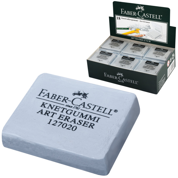 Ластик-клячка FABER-CASTELL, 40х35х10 мм, мягкий, серый, 127220