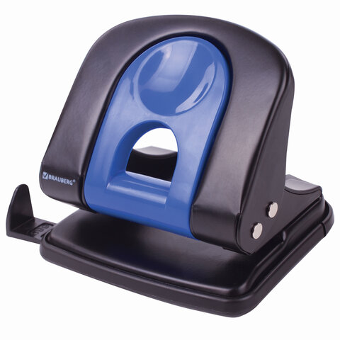 Дырокол BRAUBERG "Office Expert", до 25 листов, черно-синий