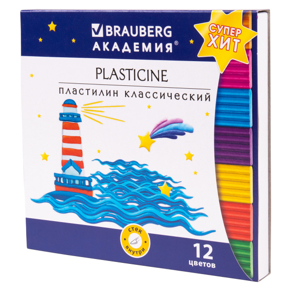 Пластилин классический BRAUBERG "АКАДЕМИЯ ХИТ", 12 цветов, 240г, стек, ВЫСШЕЕ КАЧЕСТВО, 106423 Пластилин классический BRAUBERG "АКАДЕМИЯ ХИТ", 12 цветов, 240г, стек, ВЫСШЕЕ КАЧЕСТВО, 106423