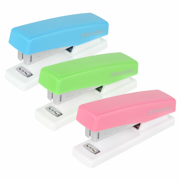 Степлер №24/6, 26/6 BRAUBERG "STYLE", до 25 листов, ассорти, 272748 