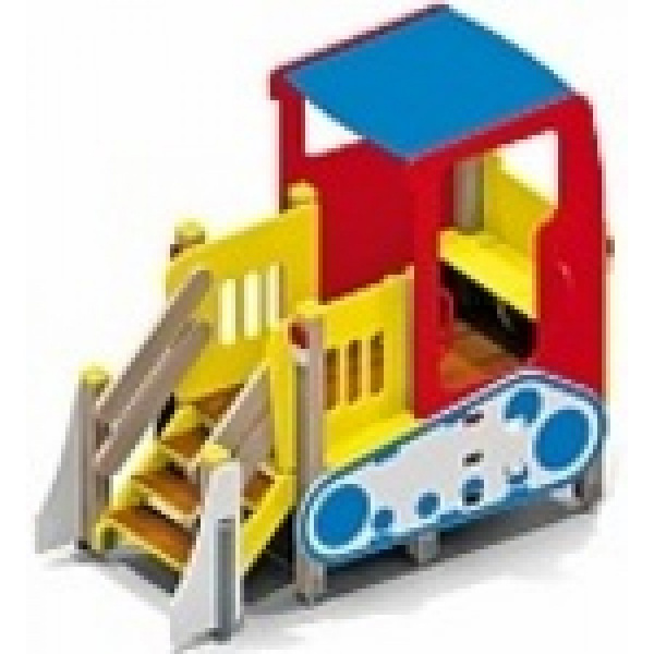 Бульдозер, от 3 до 10 лет, деревянный брус, 2400х1195 мм, Н=2125 мм, Н площадки=650 мм