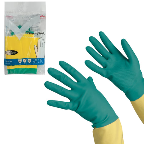 Перчатки хоз.латексные VILEDA с х/б напылением, особо прочные (неопрен), размер XL(оч.больш), 120270