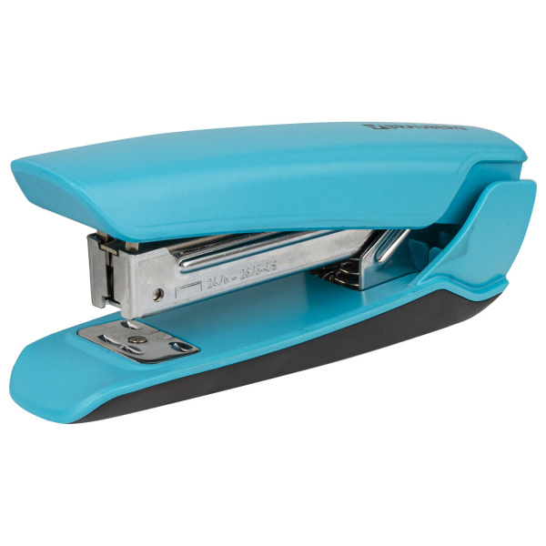 Степлер №24/6, 26/6 BRAUBERG "ULTRA", до 30 листов, с антистеплером, голубой, 228757 