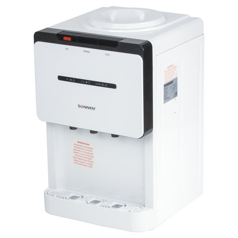 Кулер для воды SONNEN TSE-02, настольный, электр. охлаждение/нагрев, 3 крана, белый/черный, 453976
