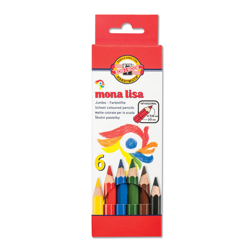 Карандаши цветные KOH-I-NOOR  6цв., утолщенные, грифель 5,6мм, заточ., карт.упак., европодв., 3371/6