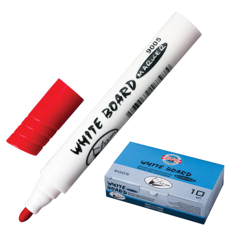 Маркер для доски KOH-I-NOOR круглый наконечник, ширина линии 2,5 мм, красный, 7790050801KSRU