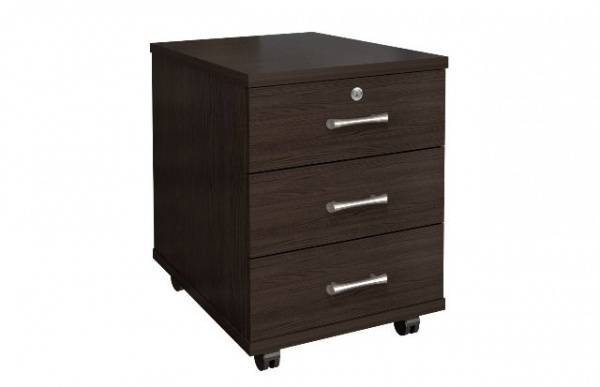 Тумба подкатная 3 ящика с замком 406х518х534 Дуб венге Монолит